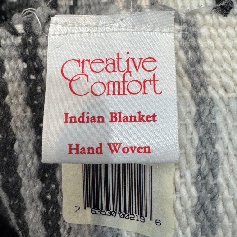 Creative Comfort Hand Woven Indian Blanket Throw Aztec Pattern Fringe 52‎ x 72 - Picture 3 of 5